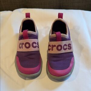 CROCS Kids Purple Mesh Slip-On Sneakers with Pink Accents